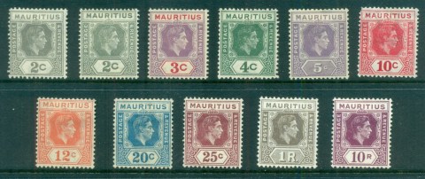 Mauritius-1938-43-KGVI-Keyplates-Assorted-MLH