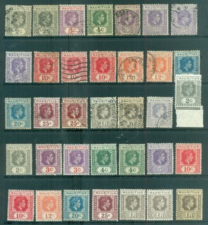 Mauritius-1938-48-KGVI-Keyplate-Asst-MLH-FU-lot78072