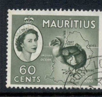 Mauritius-1953-54-QEII-Pictorial-Dodo-60c-FU