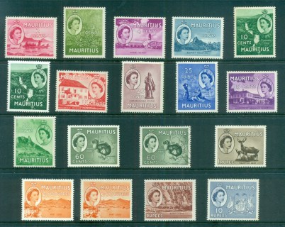 Mauritius-1953-54-QEII-Pictorials-vars-MLH-FU