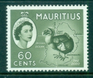 Mauritius-1954-QE-Pictorials-60c-Dodo-Bird-MLH