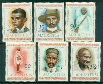 Mauritius-1969-Portraits-of-Gandhi-MLH