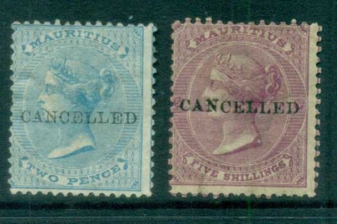 Mauritius-1863-72-QV-2d-5-Cancelled-MHH-lot78049