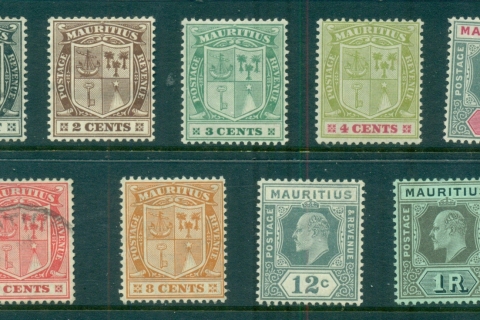 Mauritius-1910-Arme-KEVII-Portrait-Asst-Wmk-Crown-CA-MLH-FU