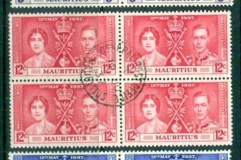 Mauritius-1937-KGVI-Coronation-Blks4-FU