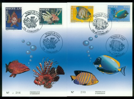 Mayotte 1999 Marine Life, Fish 2xMaxicard