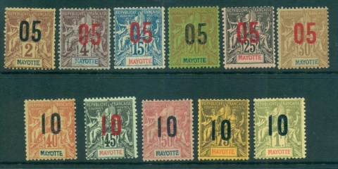 Mayotte 1912 Peace & Commerce Asst Opts