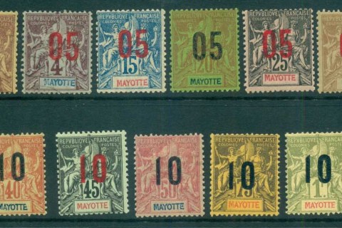 Mayotte 1912 Peace & Commerce Asst Opts