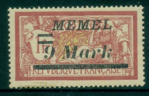 Memel-1922-Merson-9M-on-1fr-claret-olive-green-MLH