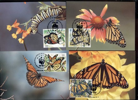 Mexico-1988 WWF Monarch Butterfly 4xMaxicard