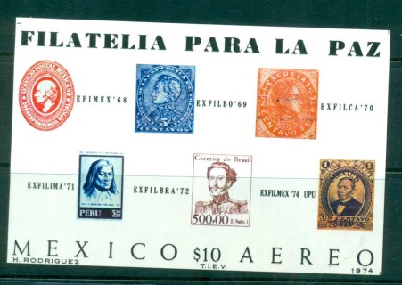 Mexico-1974-UPU-Centenary-EXFILMEX-MS-MUH-lot56451