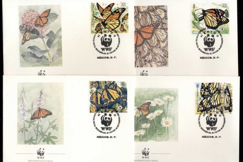 Mexico-1988 WWF Monarch Butterfly 4xFDC