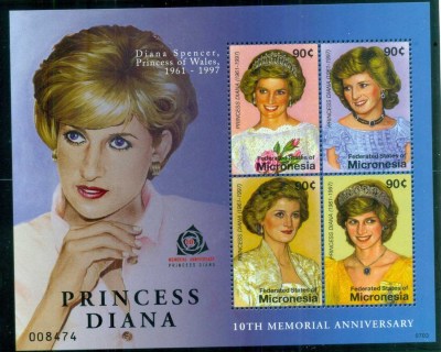 Micronesia-2007 Princess Diana in Memoriam, 10th Anniv., Beautiful & Thoughtful MS