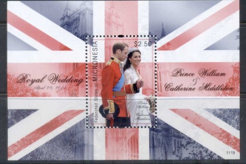 Micronesia-2011 Royal Wedding William & Kate #1119 $2.50 MS