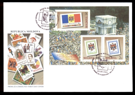 Moldova-2001-Stamp-Anniversary-MS-FDC