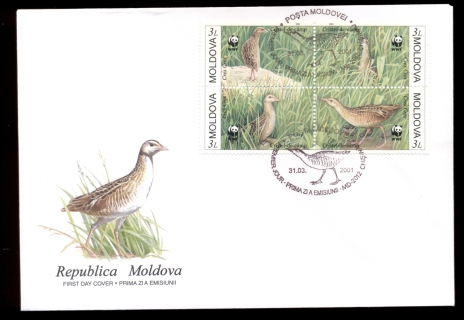 Moldova-2001-WWF-Crex-Crex-bird-FDC