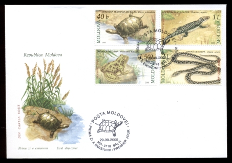 Moldova-2005-Endangered-reptiles-Amphibians-FDC