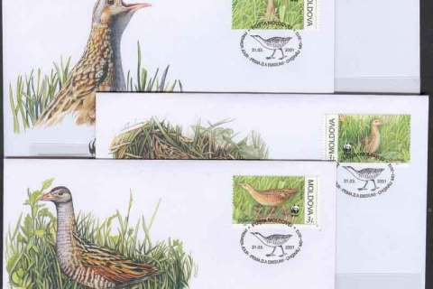 Moldova-2001 WWF Corncrake FDCs
