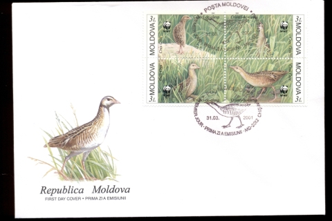Moldova-2001-WWF-Crex-Crex-bird-FDC