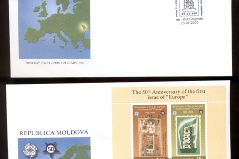 Moldova-2005-First-Europa-Stamps-MS-2xFDC