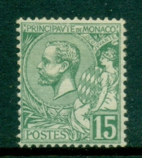 Monaco-1891-1921-Prince-Albert-I-15c-grey-green-MLH