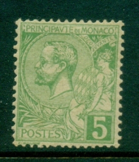 Monaco-1891-1921-Prince-Albert-I-5f-yellow-green-MLH