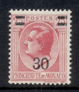 Monaco-1926-31-Prince-Louis-II-Surch-30c-on-25c-MUH