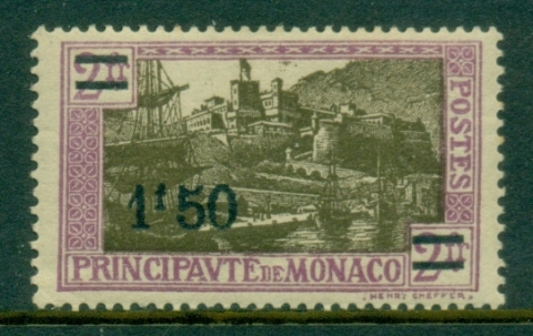 Monaco-1926-31-Surcharge-1-50f-on-2f-MLH