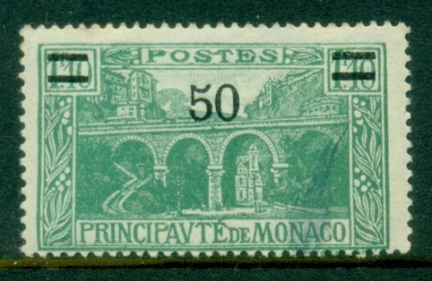 Monaco-1926-31-Surcharge-50c-on-1-10f-FU