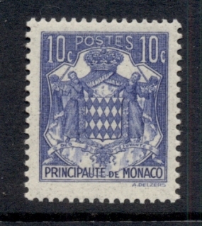 Monaco-1937-43-Coat-of-Arms-10c-blue-MUH