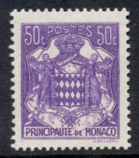 Monaco-1937-43-Coat-of-Arms-50c-violet-MUH