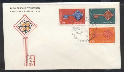 Monaco-1968-Europa-Key-with-Emblem-FDC