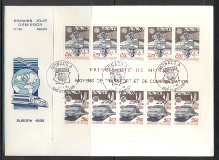 Monaco-1988-Europa-Transport-Communication-XLMS-FDC