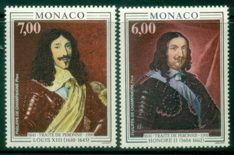 Monaco-1991-The-350th-Anniversary-of-Treaty-of-Peronne-Paintings-by-Philippe-de-Champaigne-MUH