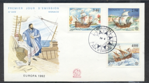 Monaco-1992-Europa-Columbus-Discovery-of-America-FDC