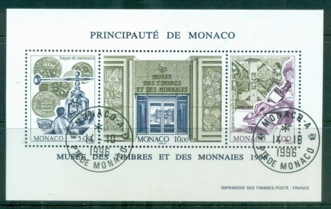 Monaco-1996-Stamp-Currency-Museum-MS-CTO