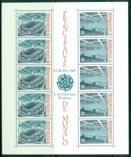 Monaco-1987-EUROPA-Stamps-Modern-Architecture-MS-MUH