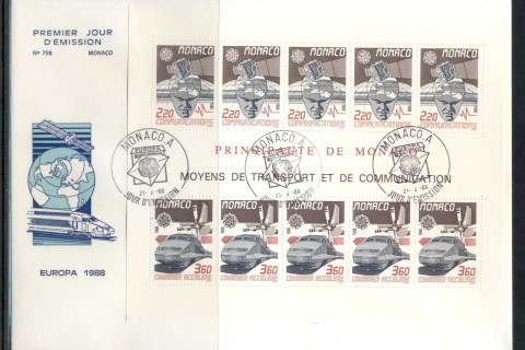 Monaco-1988-Europa-Transport-Communication-XLMS-FDC