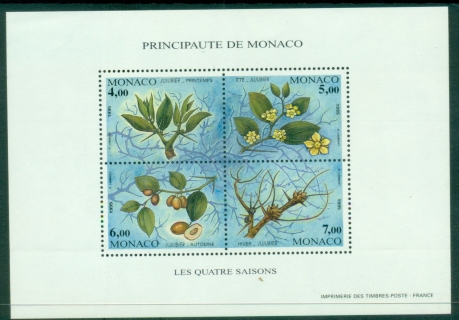Monaco-1994-International-Stamp-Exhibition-LE-SALON-DU-TIMBRE-The-Four-Seasons-of-the-Apricot-Tree-MS-MUH_2