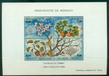 Monaco-1994-International-Stamp-Exhibition-LE-SALON-DU-TIMBRE-The-Four-Seasons-of-the-Apricot-Tree-MS-MUH_3