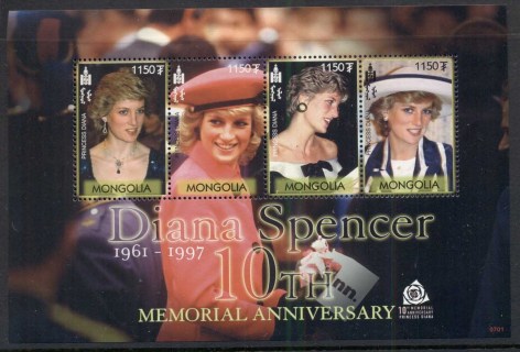 Mongolia-2003 Princess Diana in Memoriam 10th Anniv. Sheetlet