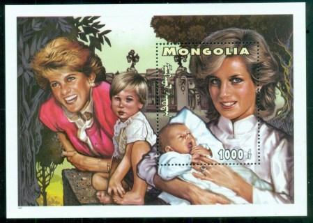 Mongolia-1997 Princess Diana in Memoriam, Diana the Caring Mother MS