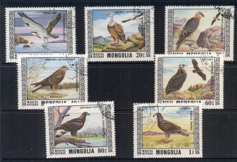 Mongolia-1976-Birds-of-Prey-CTO