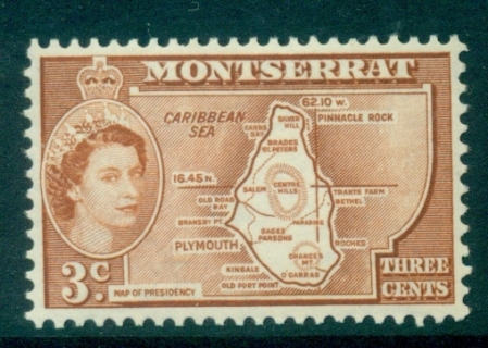 Montserrat-1953-57-QEII-Pictorial-3c-MLH