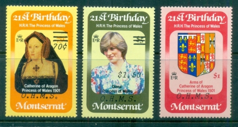 Montserrat-1983-Princess-Diana-21st-Birthday-Opt-Surch-OHMS-MUH