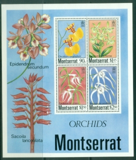 Montserrat-1985-Flowers-Orchids-MS-MUH Montserrat-1985-Flowers-Orchids-MS-MUH