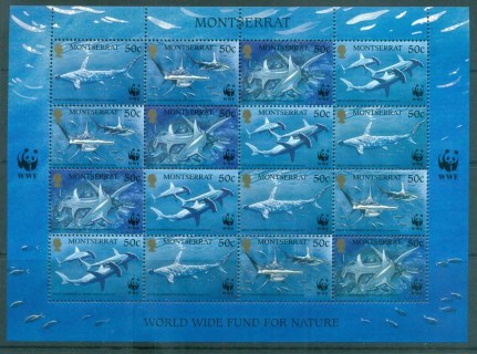 Montserrat-1999-WWF-Hammerhead-Shark-sheetlet-MUH