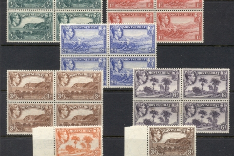 Montserrat-1941-48-KGVI-Pictorials-Asst-some-tones-MUH