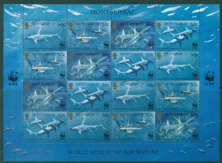 Montserrat-1999-WWF-Sharks-Great-Hammerhead-sheetlet-MUH
