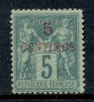 French Morocco 1891 5c on 5c green